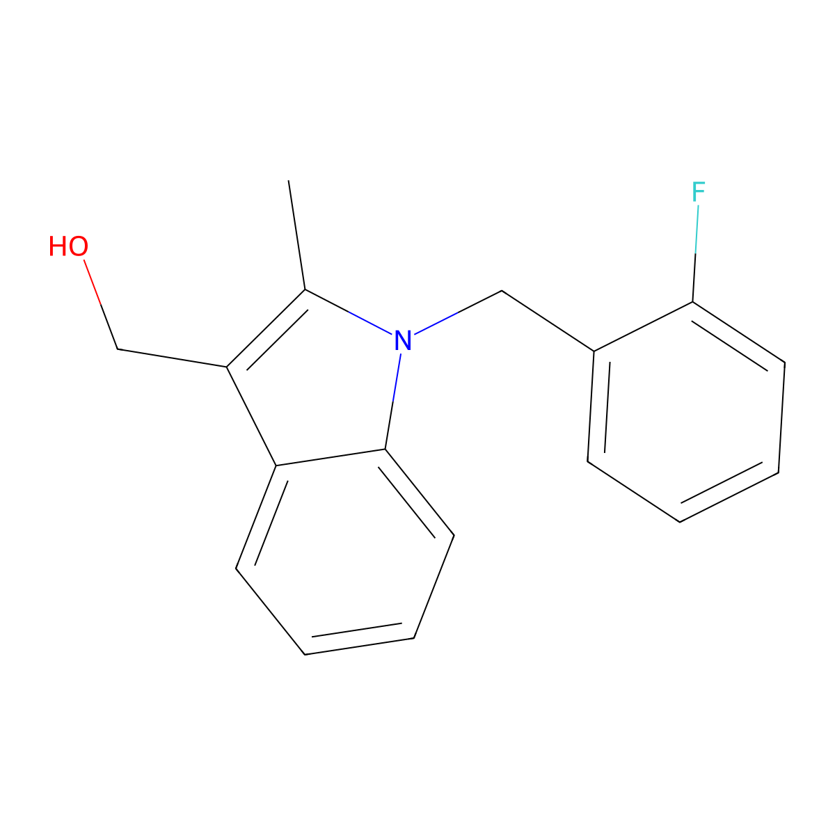 (1-(2-Fluorobenzyl)-2-methyl-1H-indol-3-yl)methanol molecular structure, CAS 696609-49-1