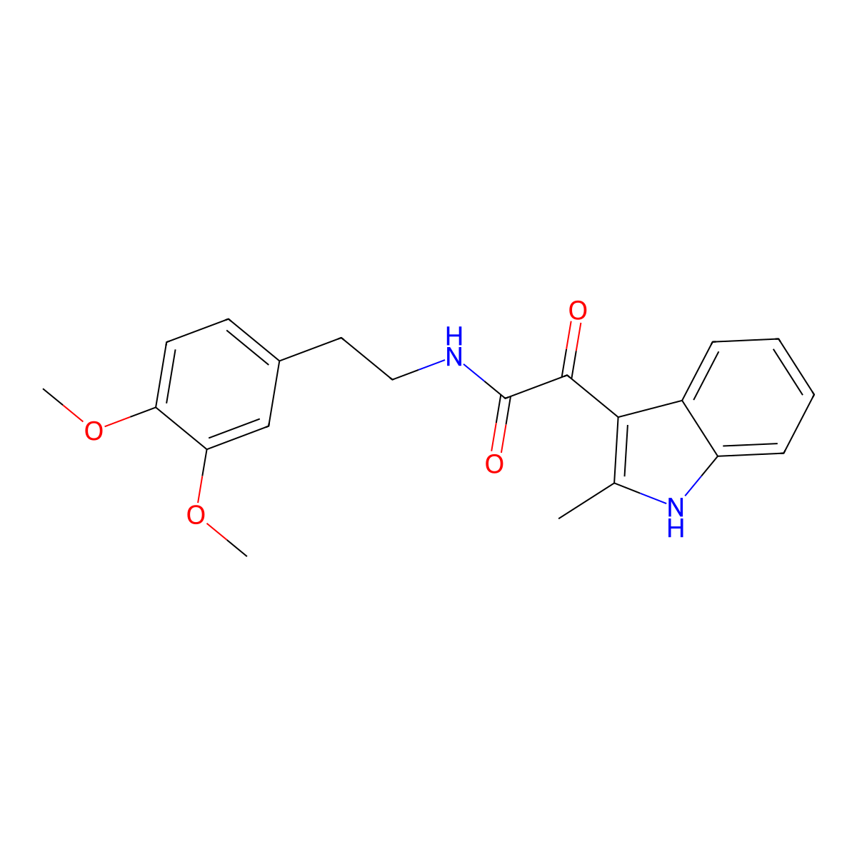 N-[2-(3,4-dimethoxyphenyl)ethyl]-2-(2-methyl-1H-indol-3-yl)-2-oxoacetamide molecular structure, CAS 696609-77-5