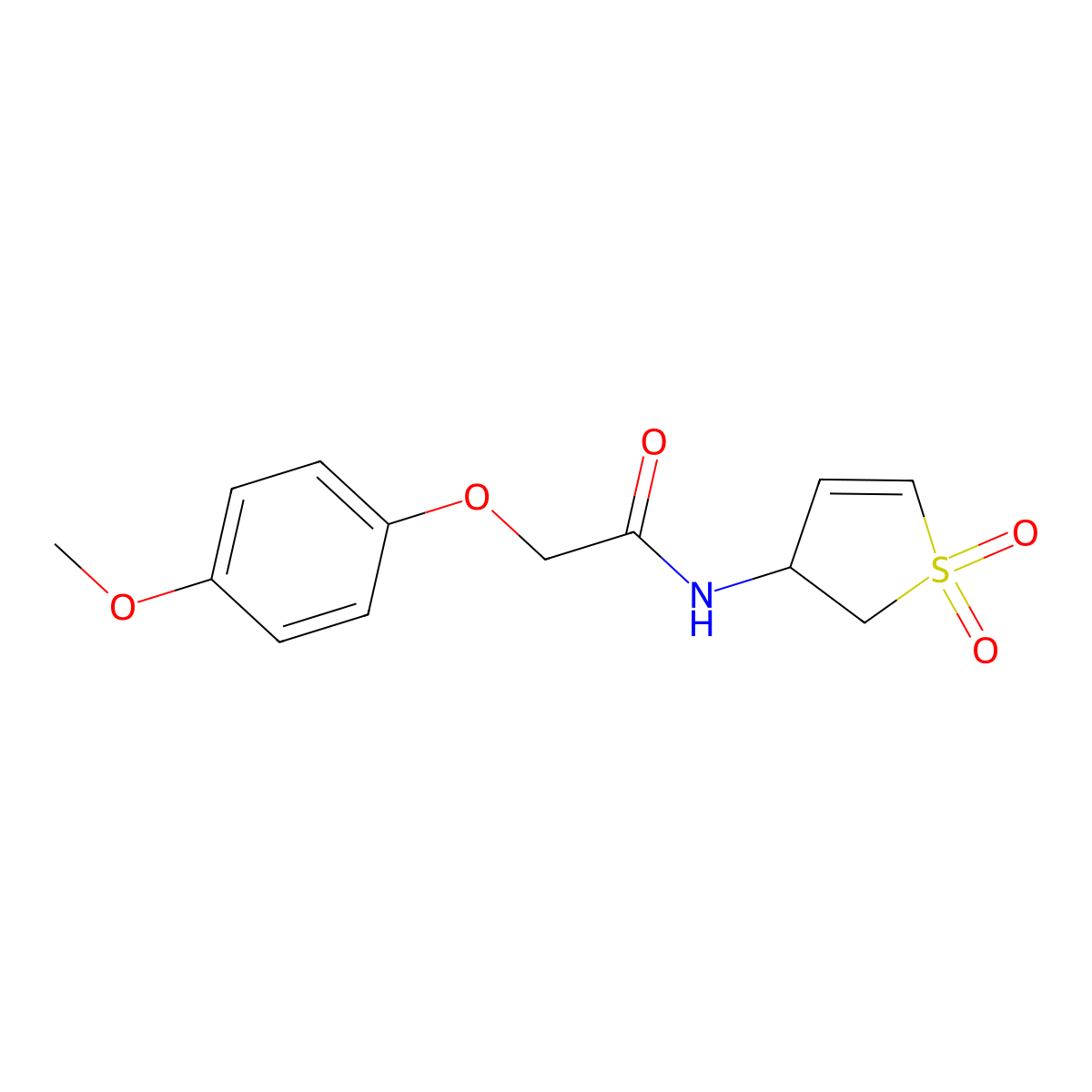 N-(1,1-dioxido-2,3-dihydrothiophen-3-yl)-2-(4-methoxyphenoxy)acetamide molecular structure, CAS 696610-18-1