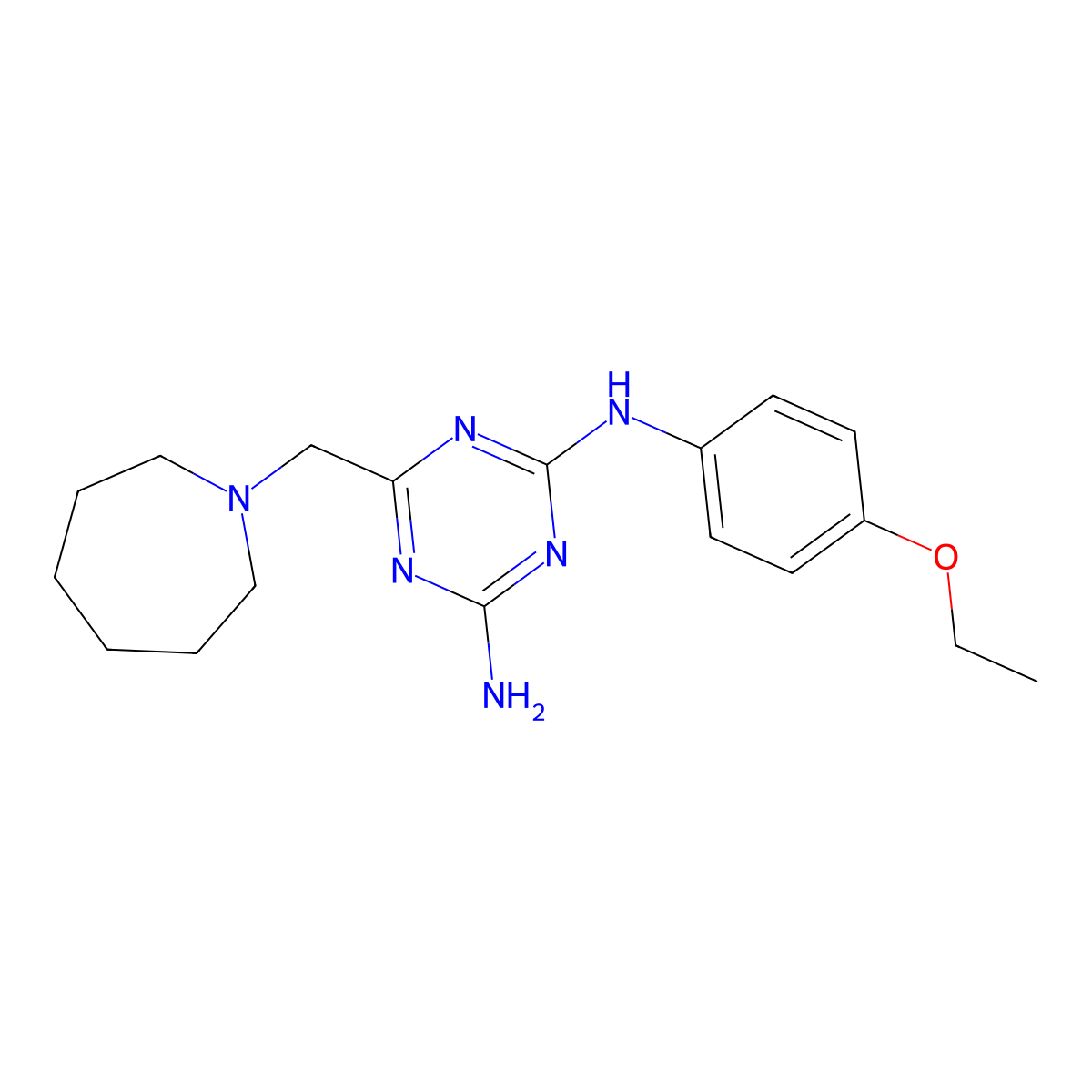 6-Azepan-1-ylmethyl-N-(4-ethoxy-phenyl)-[1,3,5]triazine-2,4-diamine molecular structure, CAS 696610-66-9