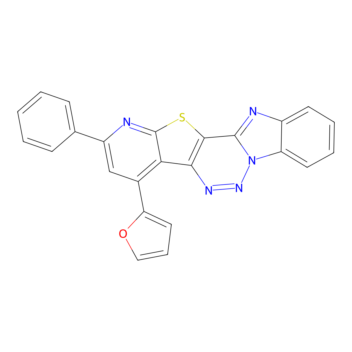 4-(2-Furanyl)-2-phenylpyrido[3'',2'':4',5']thieno[3',2':4,5][1,2,3]triazino[1,6-a]benzimidazole molecular structure, CAS 696612-05-2
