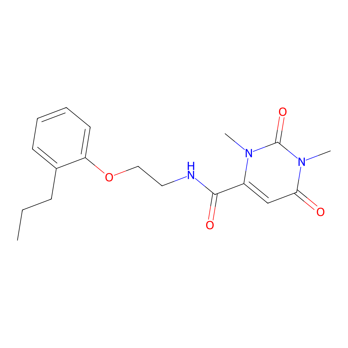 1,3-dimethyl-2,6-dioxo-N-[2-(2-propylphenoxy)ethyl]pyrimidine-4-carboxamide molecular structure, CAS 696614-22-9