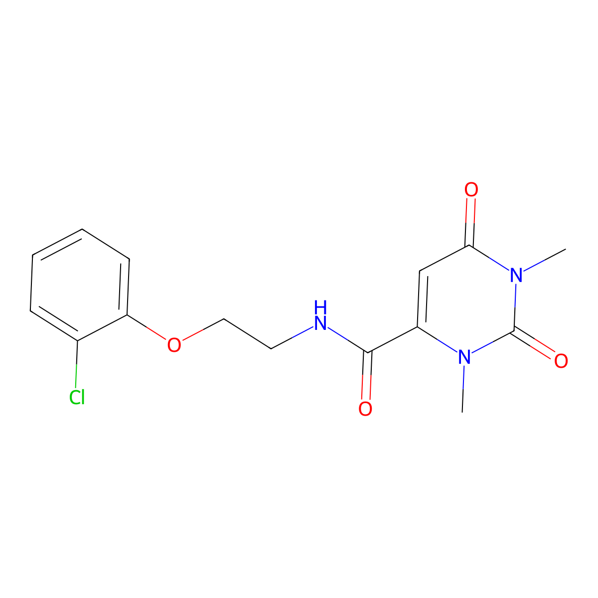 N-[2-(2-chlorophenoxy)ethyl]-1,3-dimethyl-2,6-dioxopyrimidine-4-carboxamide molecular structure, CAS 696614-80-9
