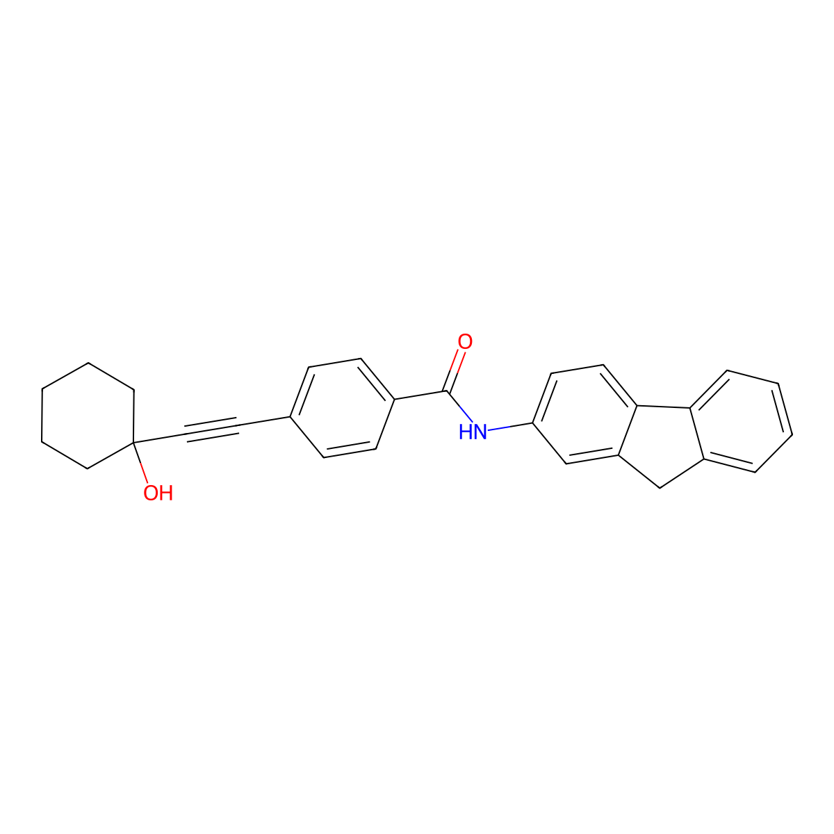 N-(9H-fluoren-2-yl)-4-[2-(1-hydroxycyclohexyl)ethynyl]benzamide molecular structure, CAS 696614-84-3