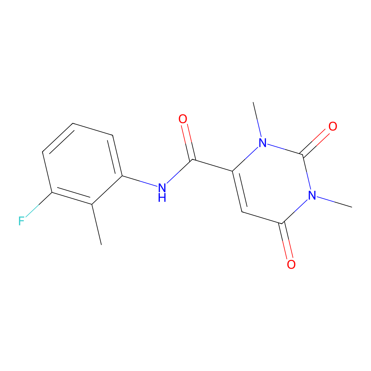 N-(3-fluoro-2-methylphenyl)-1,3-dimethyl-2,6-dioxopyrimidine-4-carboxamide molecular structure, CAS 696615-02-8