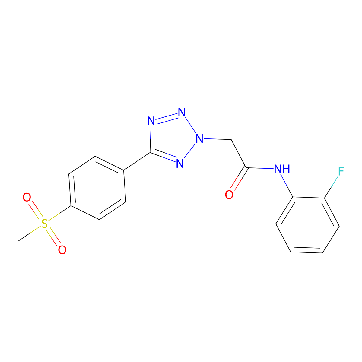 N-(2-fluorophenyl)-2-[5-(4-methylsulfonylphenyl)tetrazol-2-yl]acetamide molecular structure, CAS 696615-59-5