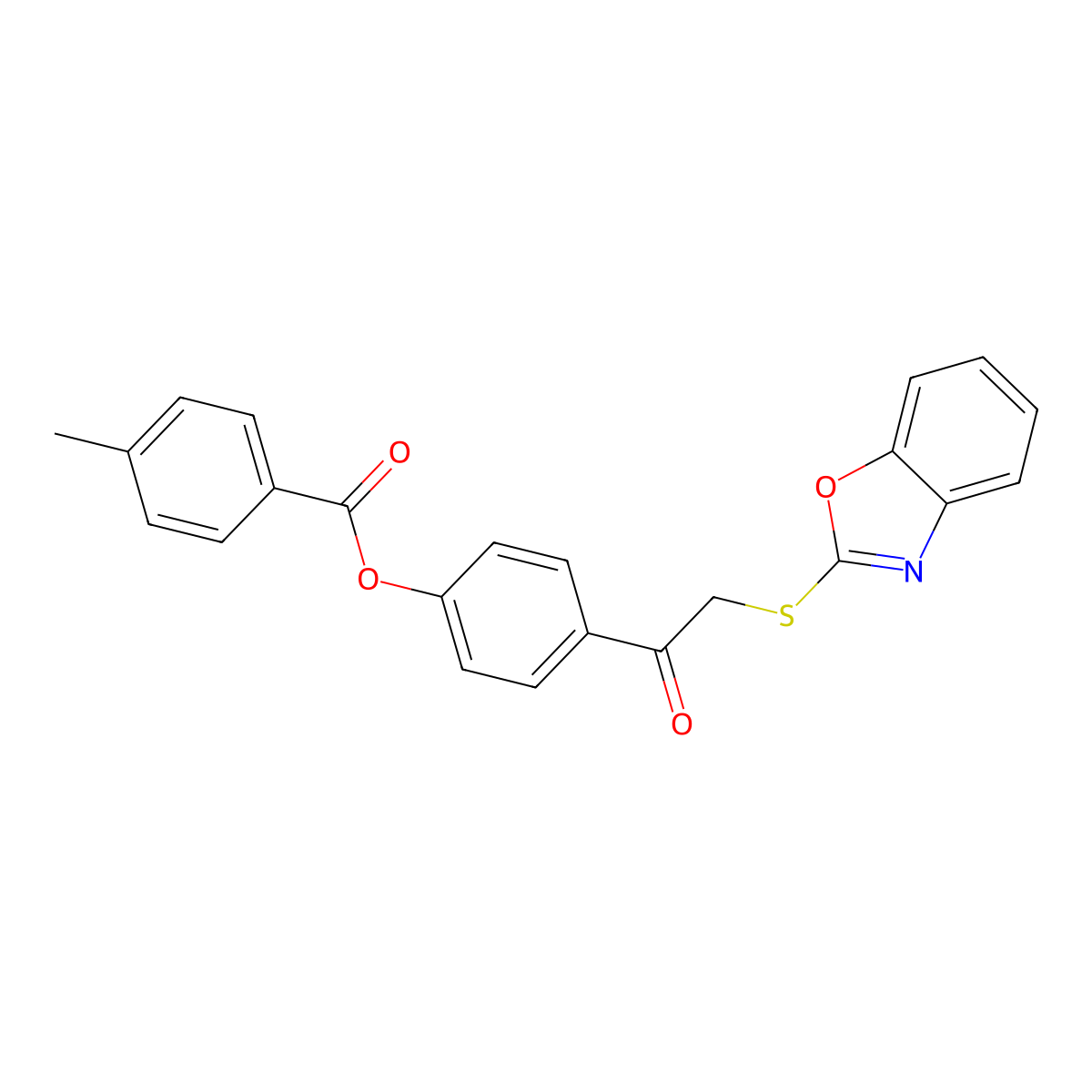 4-[2-(1,3-Benzoxazol-2-ylsulfanyl)acetyl]phenyl 4-methylbenzoate molecular structure, CAS 696615-97-1