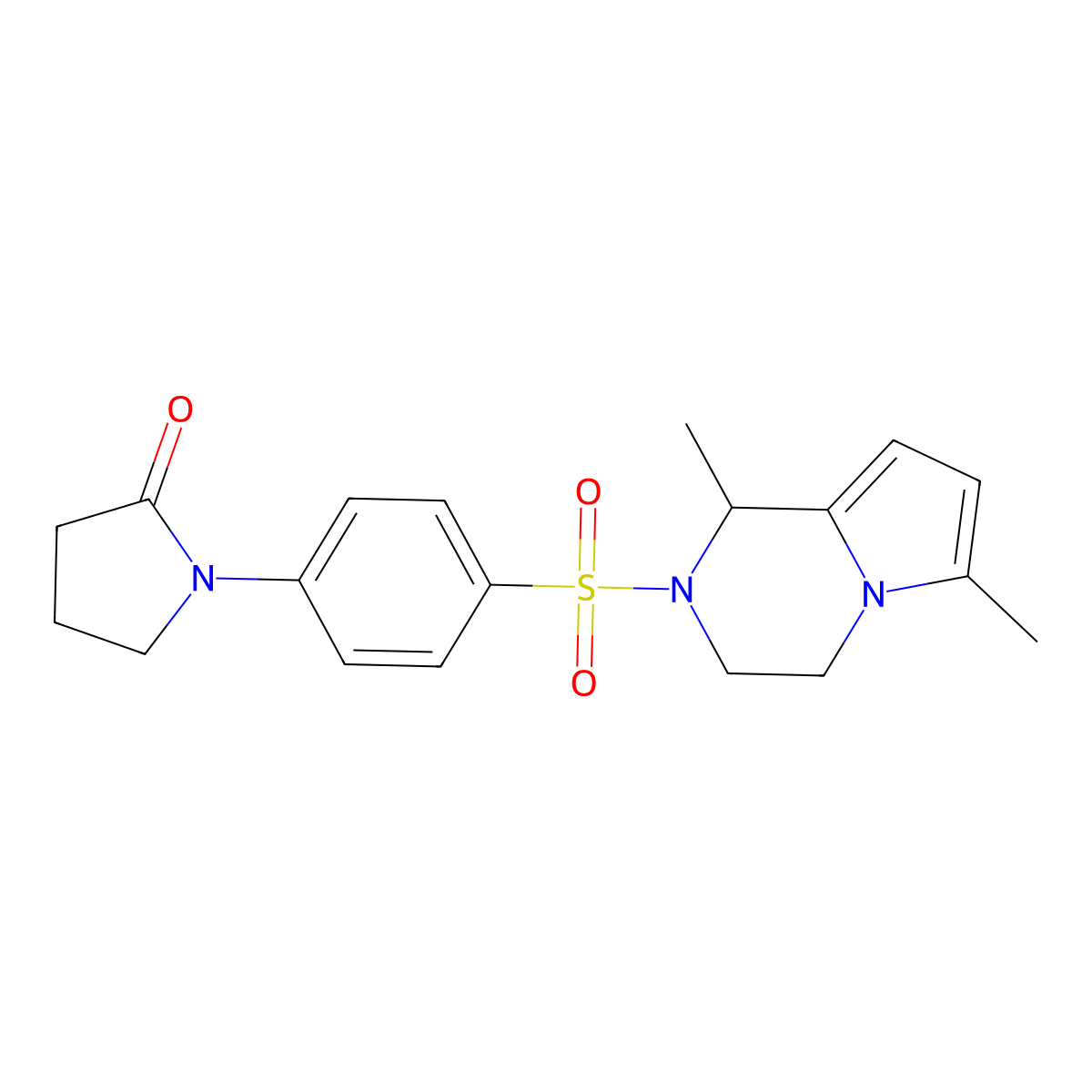 1-{4-[(1,6-dimethyl-3,4-dihydropyrrolo[1,2-a]pyrazin-2(1H)-yl)sulfonyl]phenyl}pyrrolidin-2-one molecular structure, CAS 696616-16-7