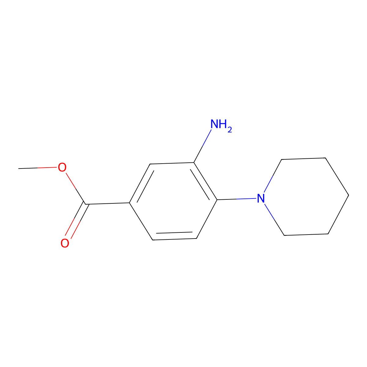 Methyl-3-amino-4-(1-piperidinyl)benzoate molecular structure, CAS 696616-81-6