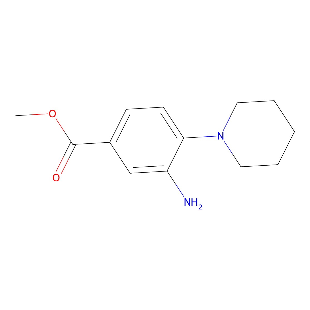 Methyl-3-amino-4-(1-piperidinyl)benzoate molecular structure, CAS 696616-81-6