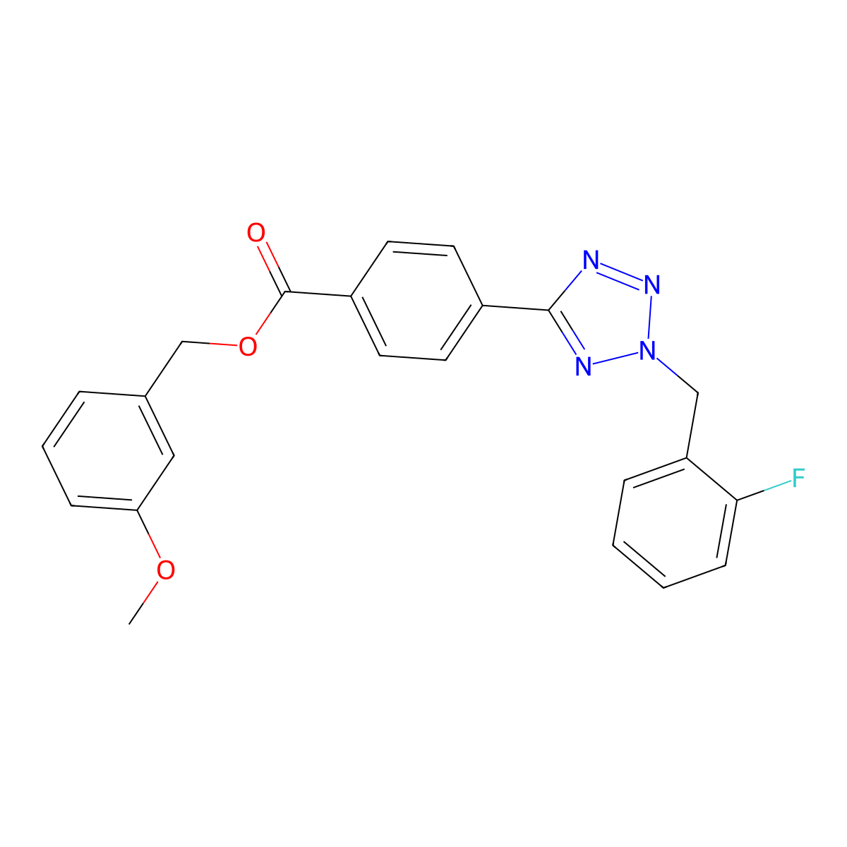 3-methoxybenzyl 4-(2-(2-fluorobenzyl)-2H-tetrazol-5-yl)benzoate molecular structure, CAS 696617-55-7