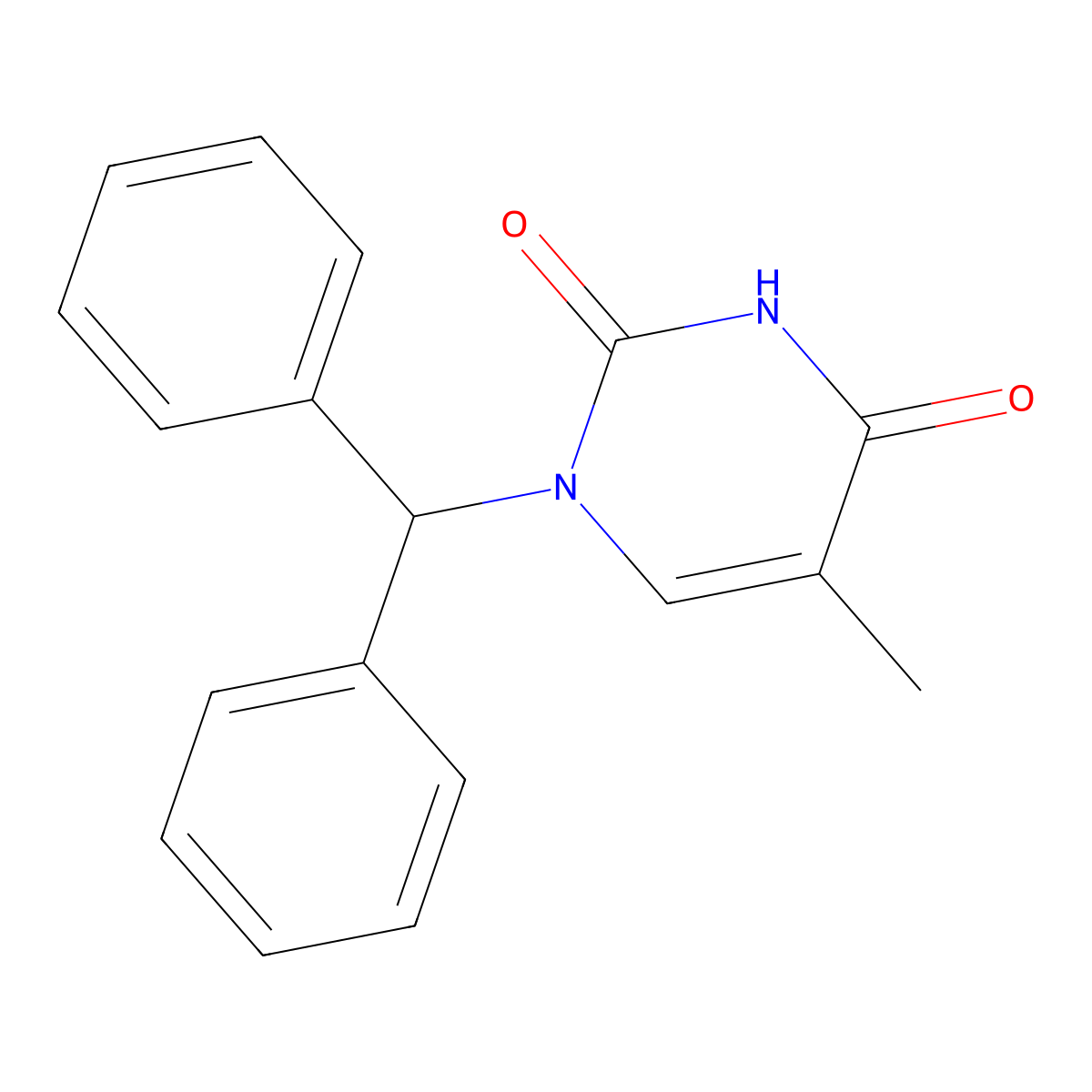 1-benzhydryl-5-methyl-2,4(1H,3H)-pyrimidinedione molecular structure, CAS 696617-65-9