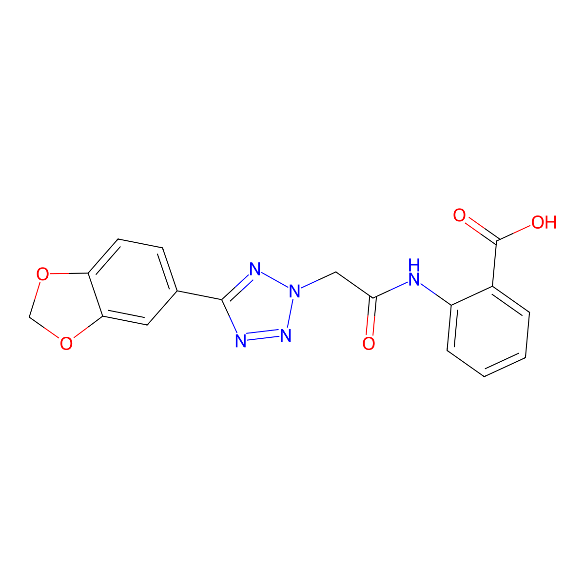 2-({[5-(1,3-benzodioxol-5-yl)-2H-tetrazol-2-yl]acetyl}amino)benzoic acid molecular structure, CAS 696618-98-1