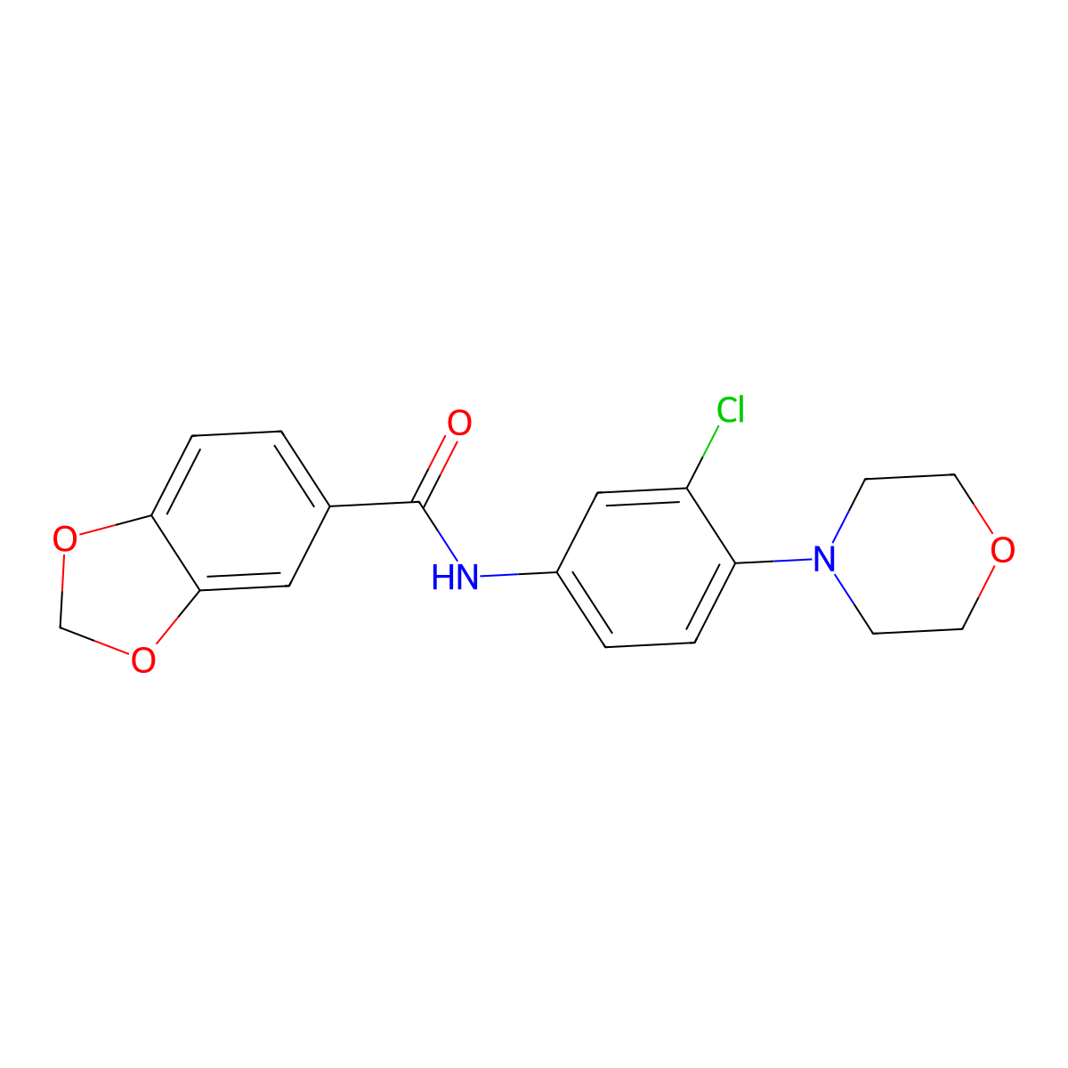 N-[3-chloro-4-(4-morpholinyl)phenyl]-1,3-benzodioxole-5-carboxamide molecular structure, CAS 696619-65-5