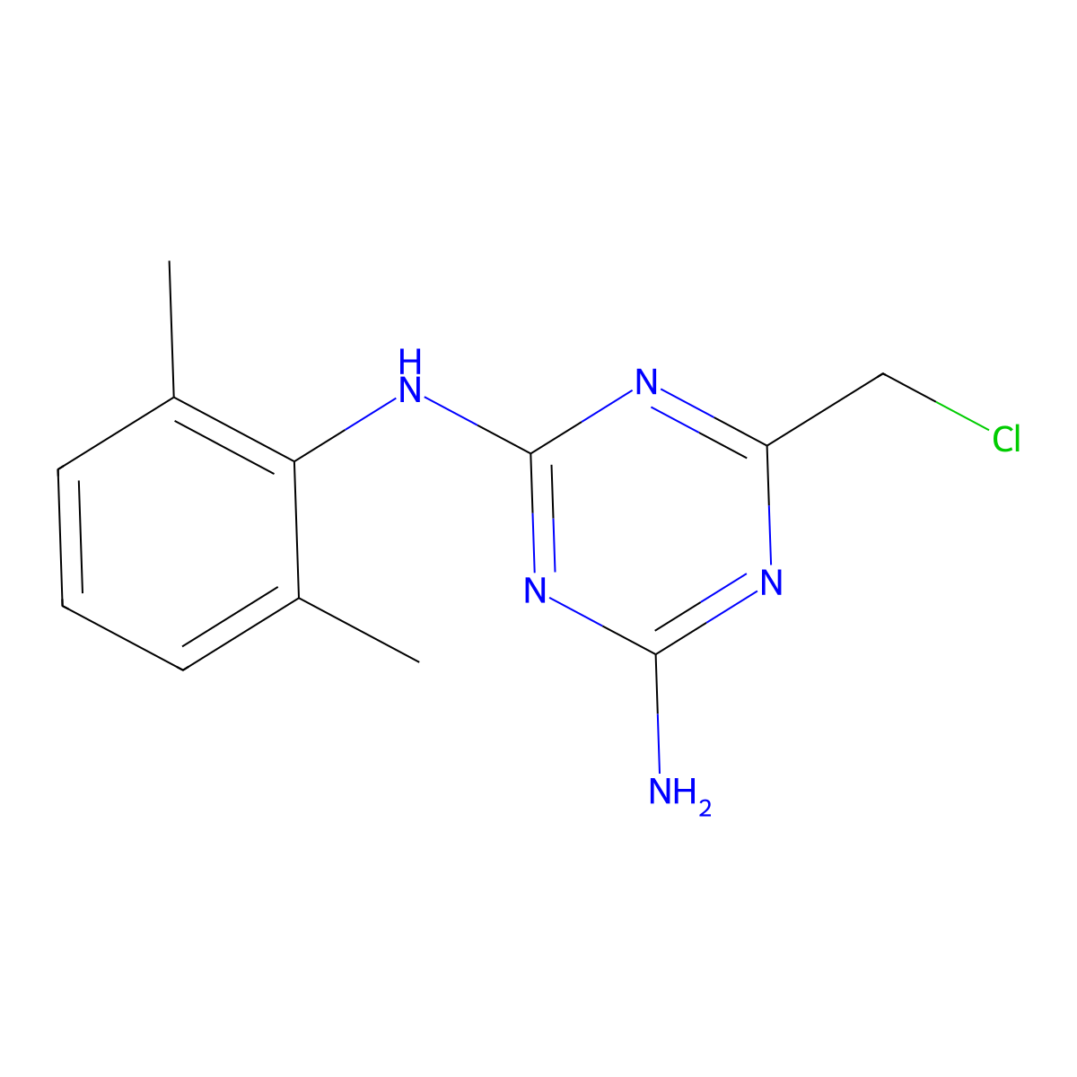 6-(chloromethyl)-N-(2,6-dimethylphenyl)-1,3,5-triazine-2,4-diamine molecular structure, CAS 696621-60-0