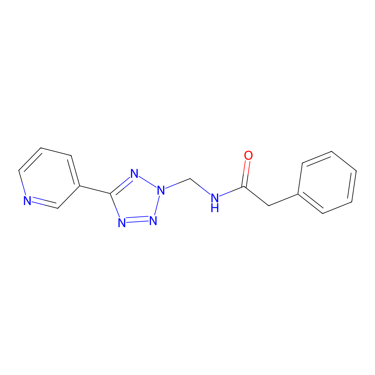 2-phenyl-N-{[5-(pyridin-3-yl)-2H-tetrazol-2-yl]methyl}acetamide molecular structure, CAS 696621-82-6