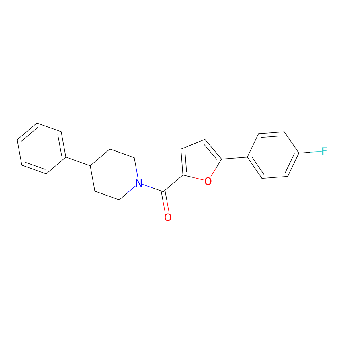 1-[5-(4-Fluorophenyl)-2-furoyl]-4-phenylpiperidine molecular structure, CAS 696622-65-8