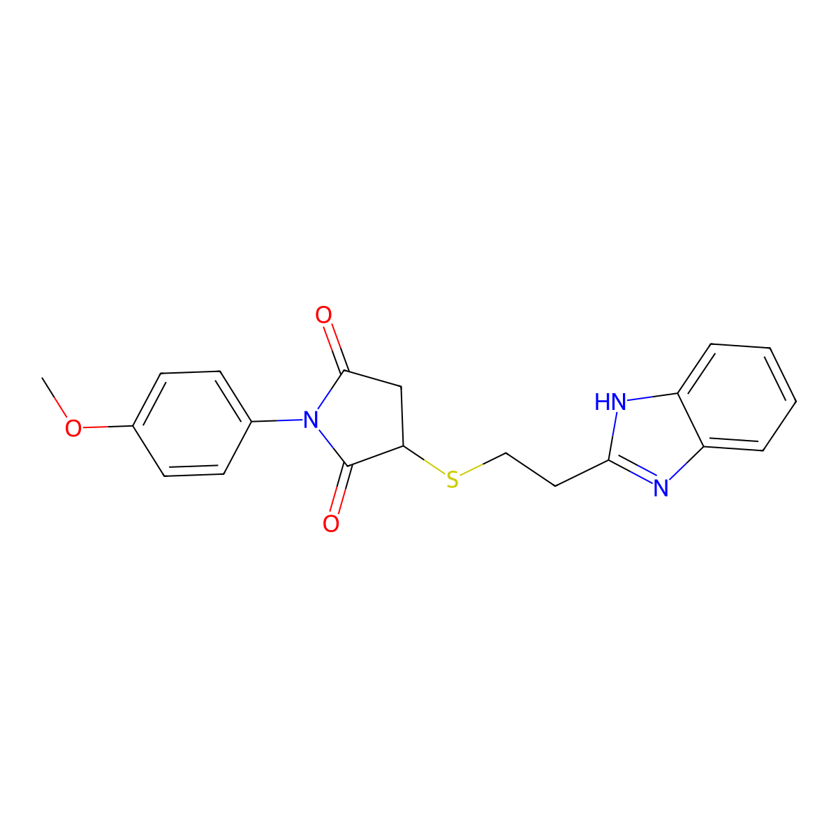 3-{[2-(1H-benzimidazol-2-yl)ethyl]sulfanyl}-1-(4-methoxyphenyl)pyrrolidine-2,5-dione molecular structure, CAS 696623-01-5