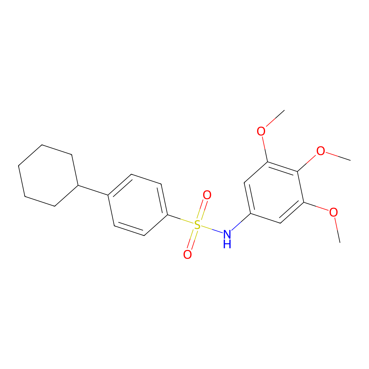 4-cyclohexyl-N-(3,4,5-trimethoxyphenyl)benzenesulfonamide molecular structure, CAS 696623-31-1
