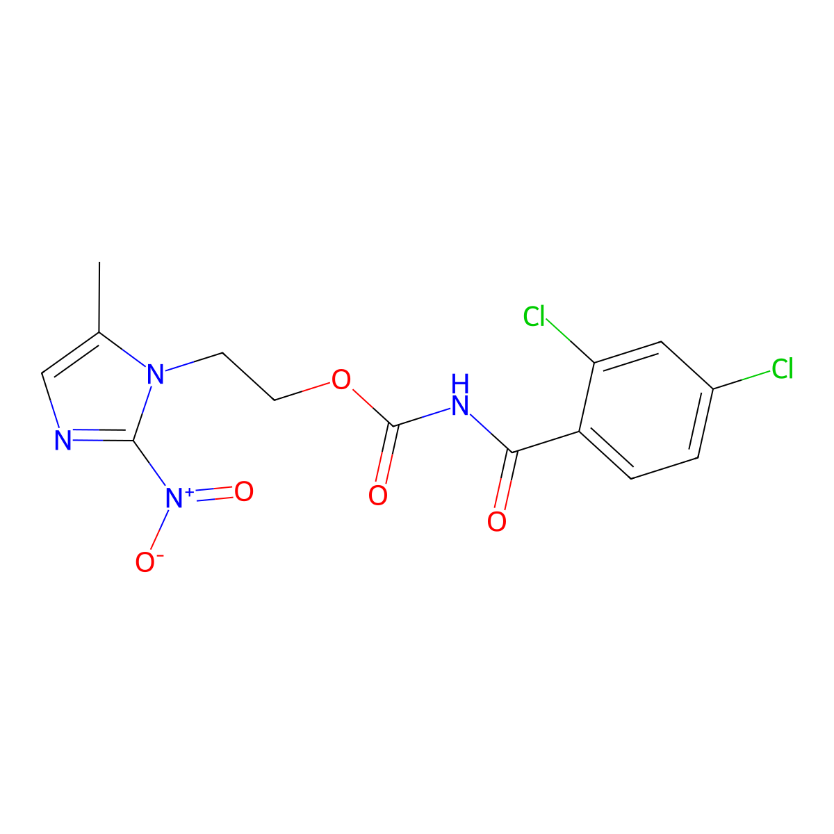 2-(5-methyl-2-nitro-1H-imidazol-1-yl)ethyl [(2,4-dichlorophenyl)carbonyl]carbamate molecular structure, CAS 696623-53-7