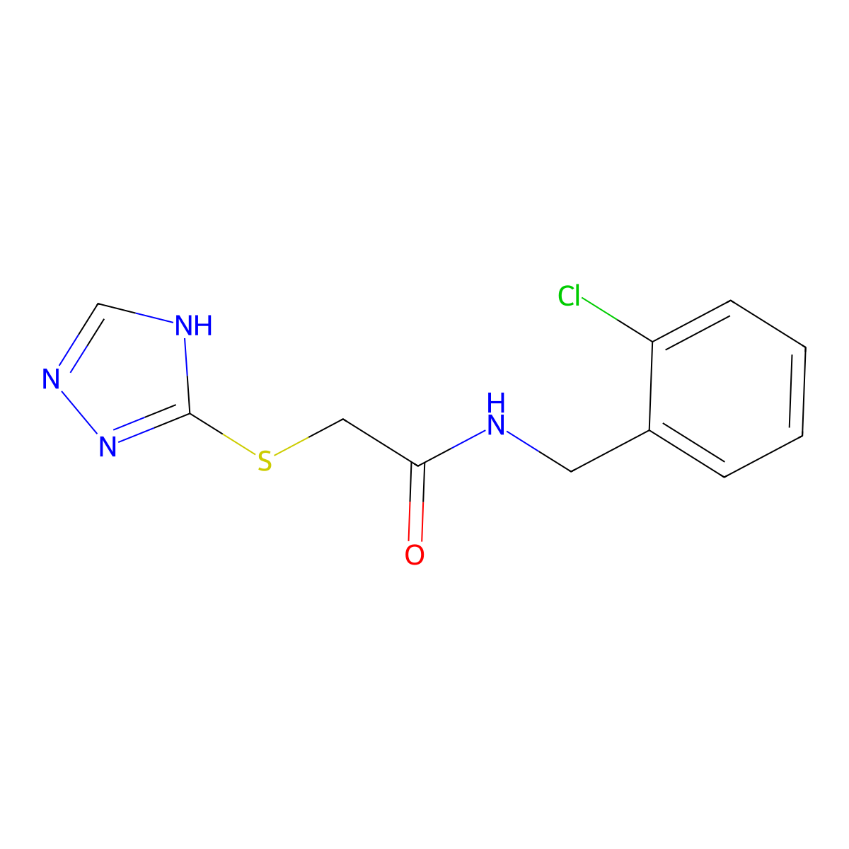 N-[(2-chlorophenyl)methyl]-2-(1H-1,2,4-triazol-5-ylsulfanyl)acetamide molecular structure, CAS 696623-68-4
