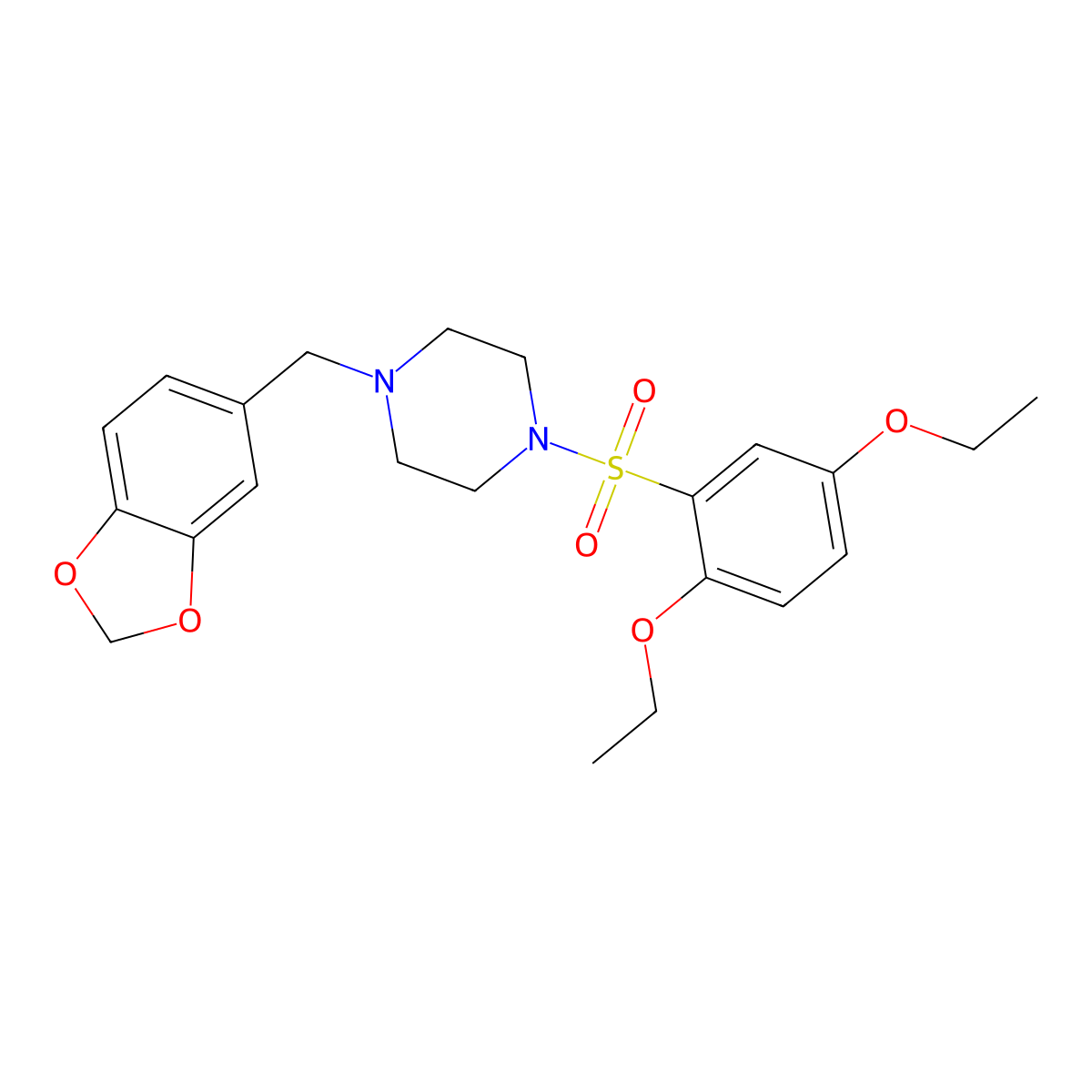 1-(1,3-Benzodioxol-5-ylmethyl)-4-[(2,5-diethoxyphenyl)sulfonyl]piperazine molecular structure, CAS 696623-74-2