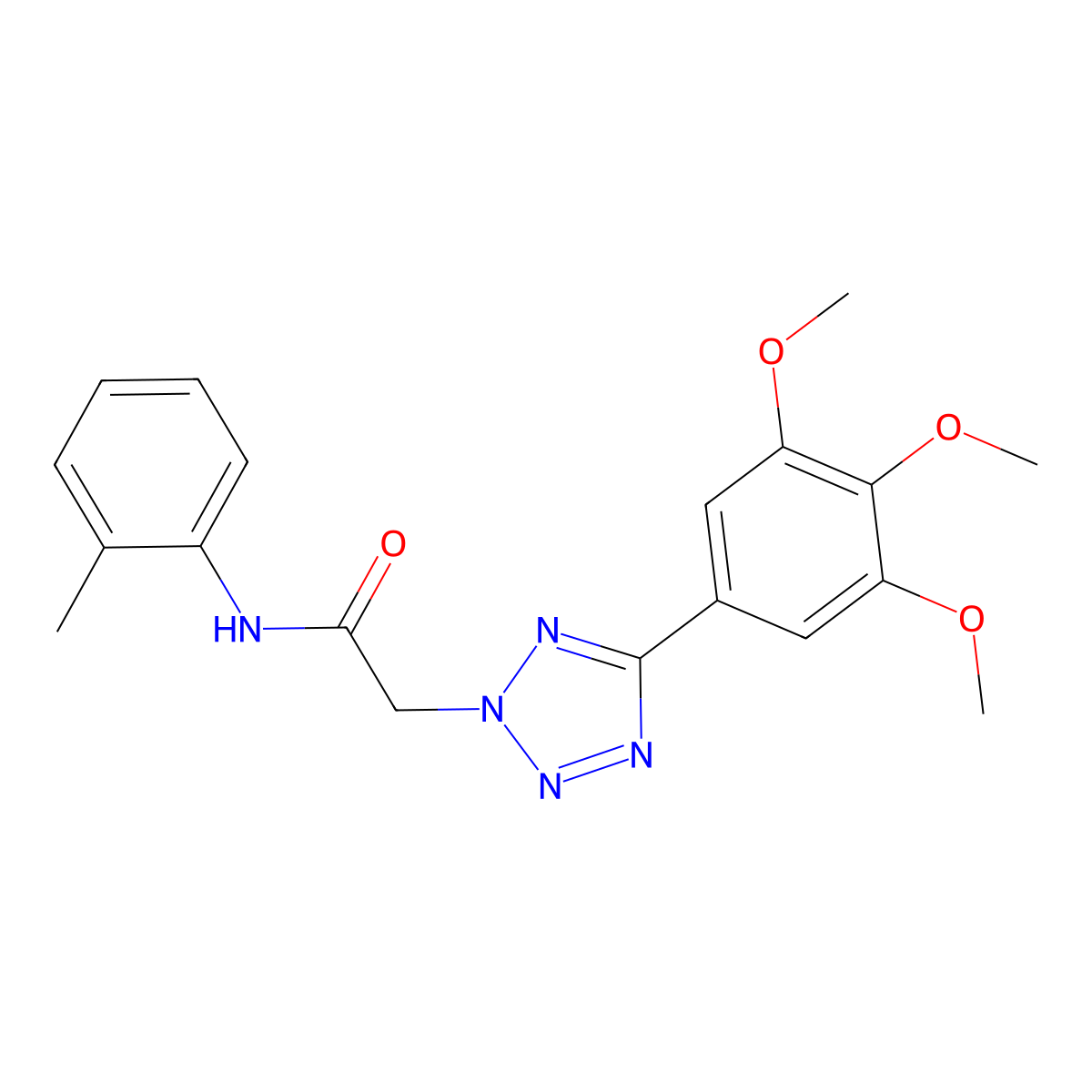 N-(2-methylphenyl)-2-[5-(3,4,5-trimethoxyphenyl)tetrazol-2-yl]acetamide molecular structure, CAS 696623-80-0