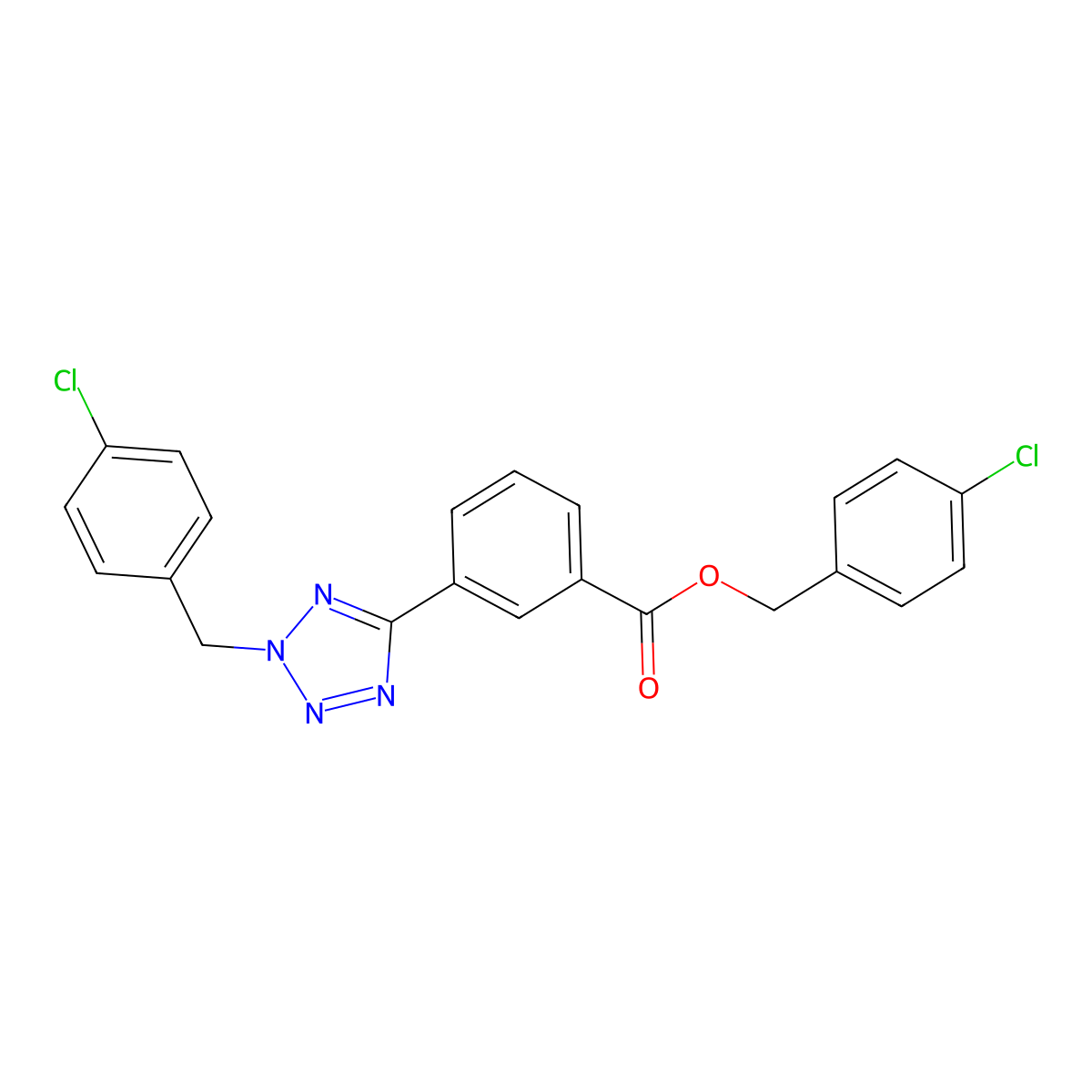 4-chlorobenzyl 3-(2-(4-chlorobenzyl)-2H-tetrazol-5-yl)benzoate molecular structure, CAS 696623-99-1