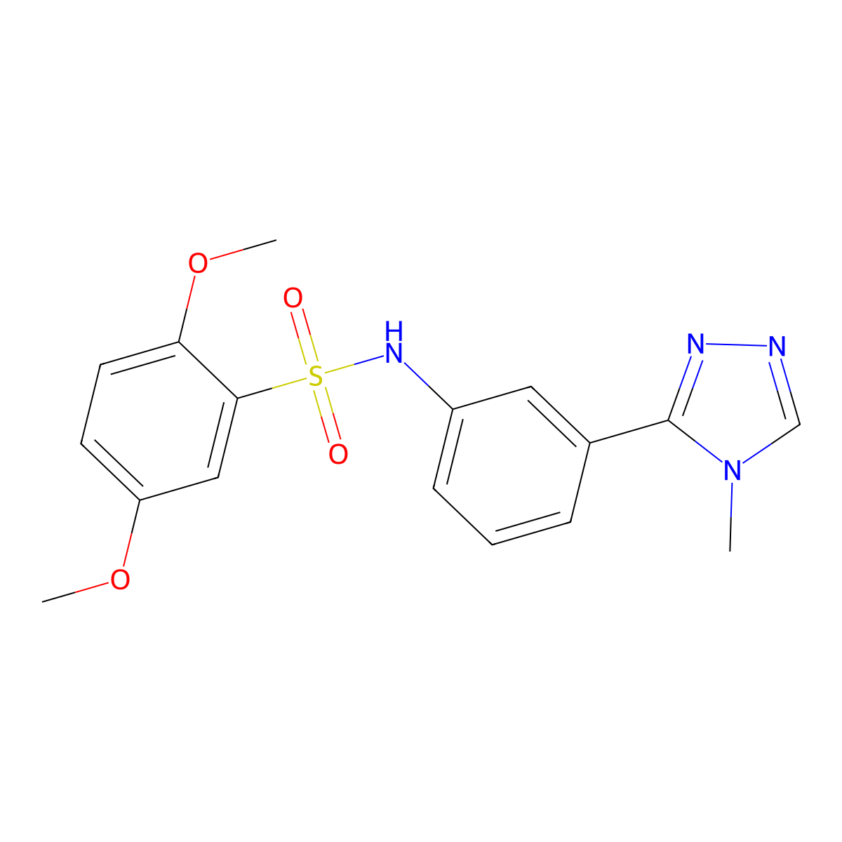 2,5-dimethoxy-N-[3-(4-methyl-4H-1,2,4-triazol-3-yl)phenyl]benzenesulfonamide molecular structure, CAS 696624-14-3