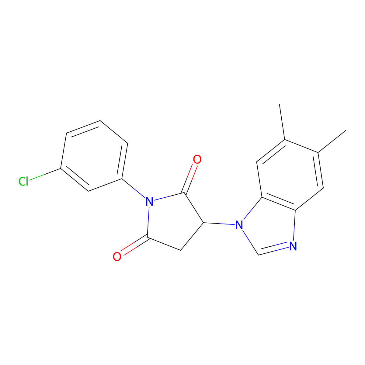 1-(3-Chlorophenyl)-3-(5,6-dimethylbenzimidazol-1-yl)pyrrolidine-2,5-dione molecular structure, CAS 696624-46-1