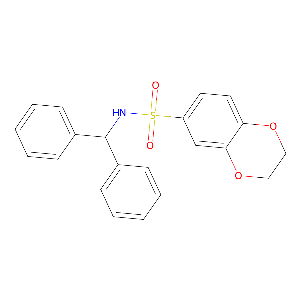 N-(diphenylmethyl)-2,3-dihydro-1,4-benzodioxine-6-sulfonamide molecular structure, CAS 696624-49-4