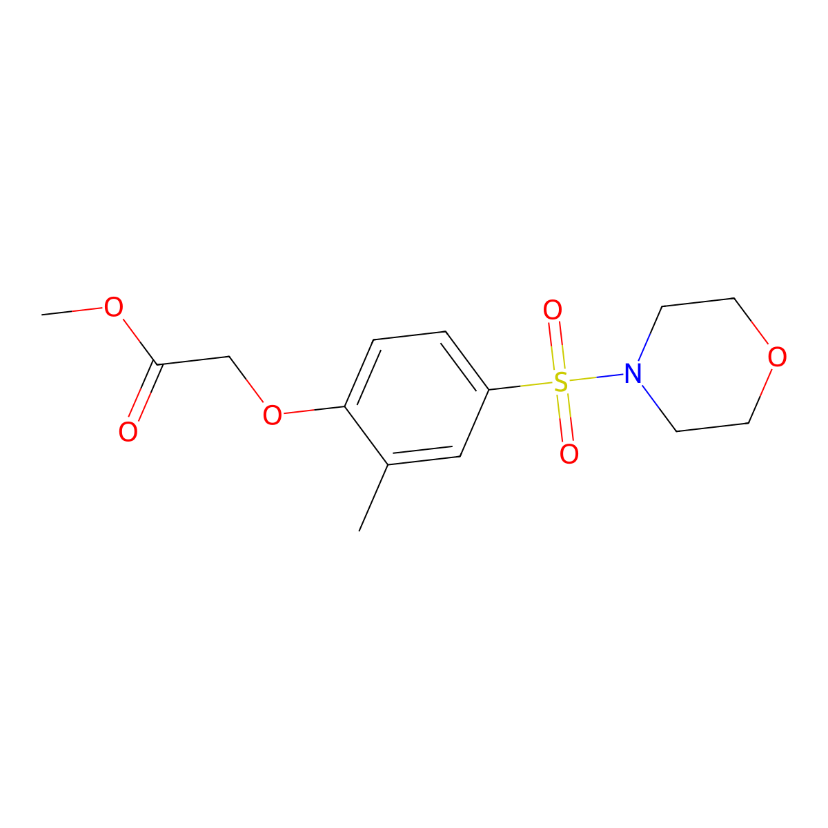 Methyl [2-methyl-4-(morpholin-4-ylsulfonyl)phenoxy]acetate molecular structure, CAS 696624-89-2