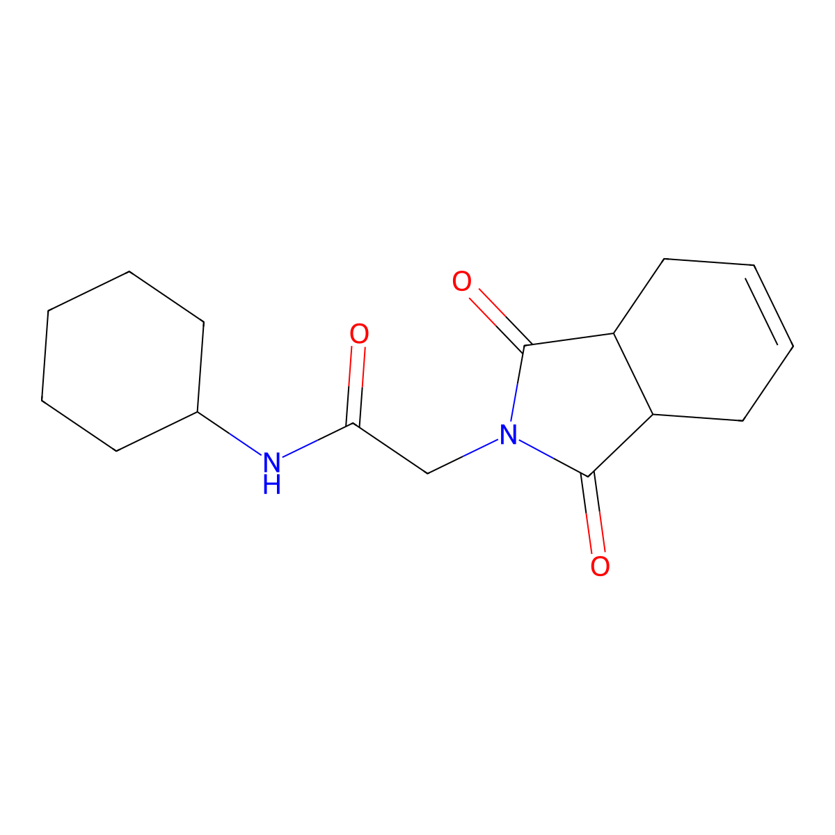 N-cyclohexyl-2-(1,3-dioxo-1,3,3a,4,7,7a-hexahydro-2H-isoindol-2-yl)acetamide molecular structure, CAS 696625-02-2