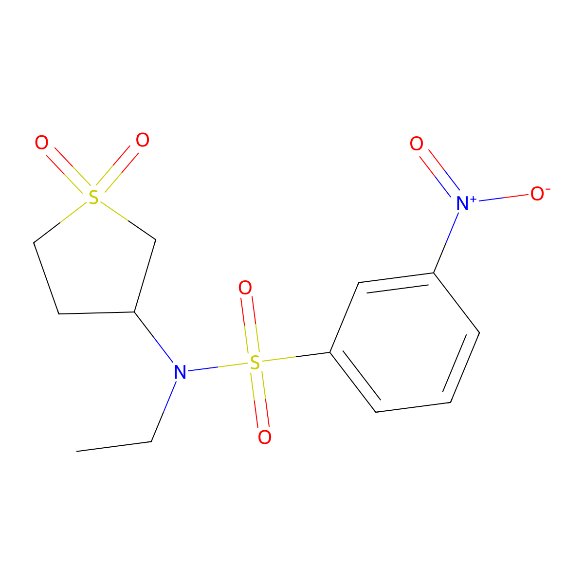 3-{Ethyl[(3-nitrophenyl)sulfonyl]amino}thiolane-1,1-dione molecular structure, CAS 696625-88-4