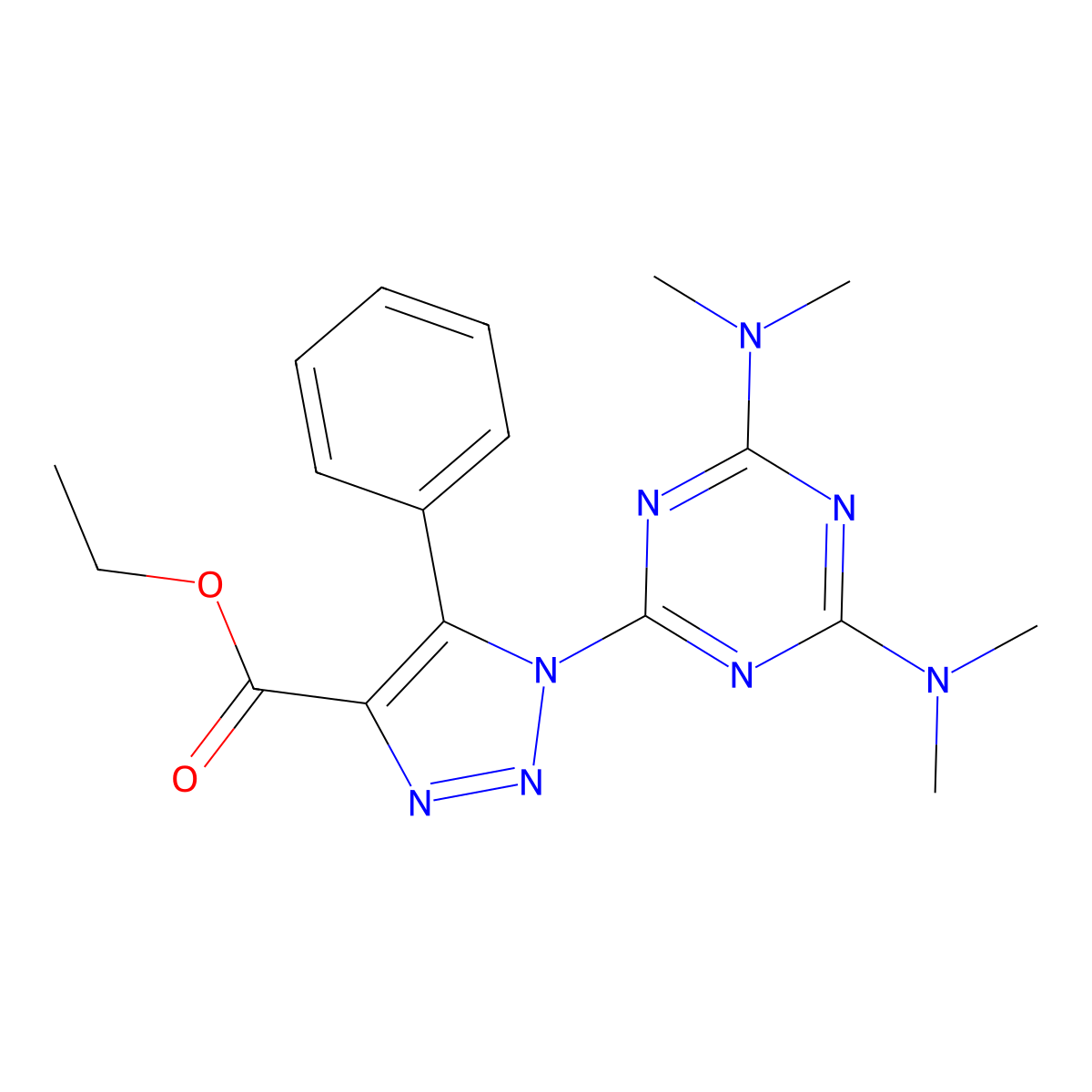 ethyl 1-[4,6-bis(dimethylamino)-1,3,5-triazin-2-yl]-5-phenyl-1H-1,2,3-triazole-4-carboxylate molecular structure, CAS 696626-17-2