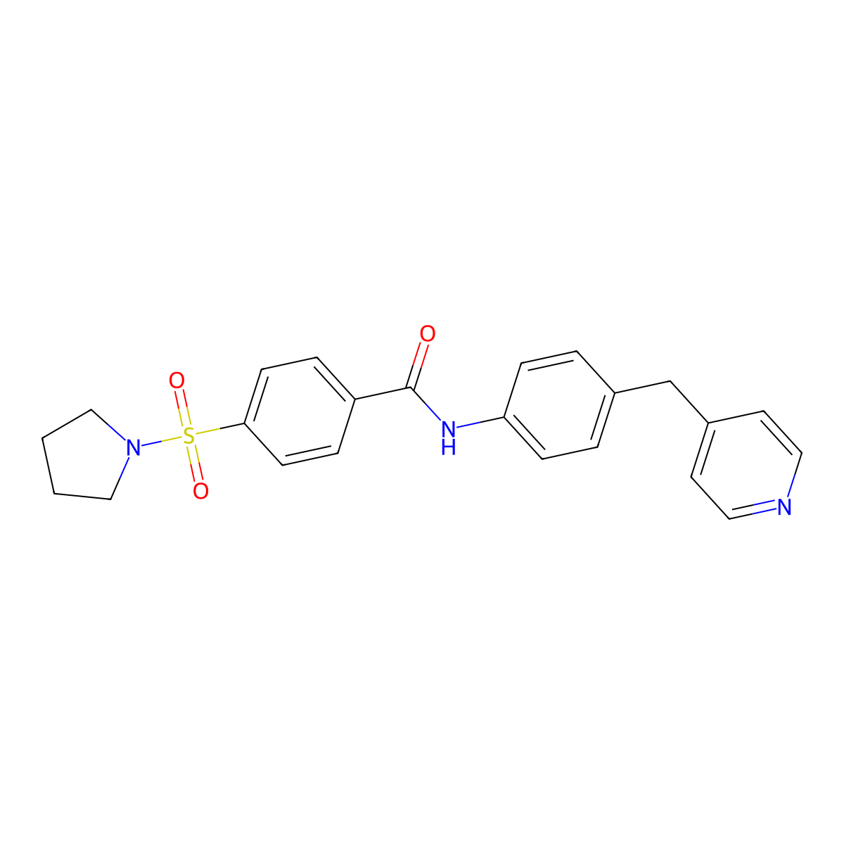 N-[4-(pyridin-4-ylmethyl)phenyl]-4-(pyrrolidin-1-ylsulfonyl)benzamide molecular structure, CAS 696626-18-3