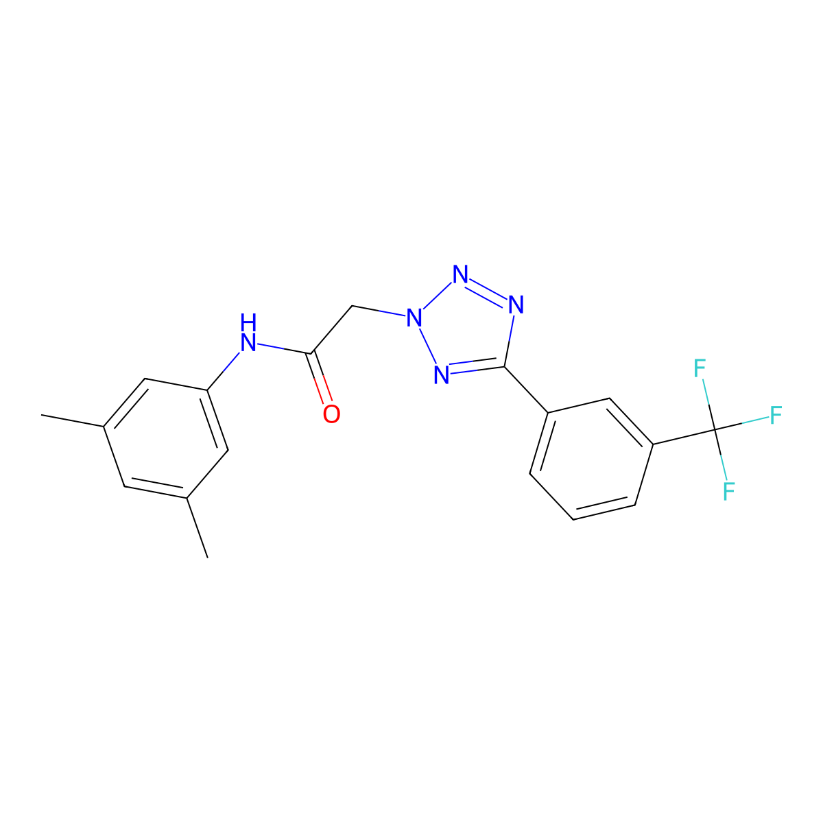 N-(3,5-dimethylphenyl)-2-[5-[3-(trifluoromethyl)phenyl]tetrazol-2-yl]acetamide molecular structure, CAS 696626-22-9