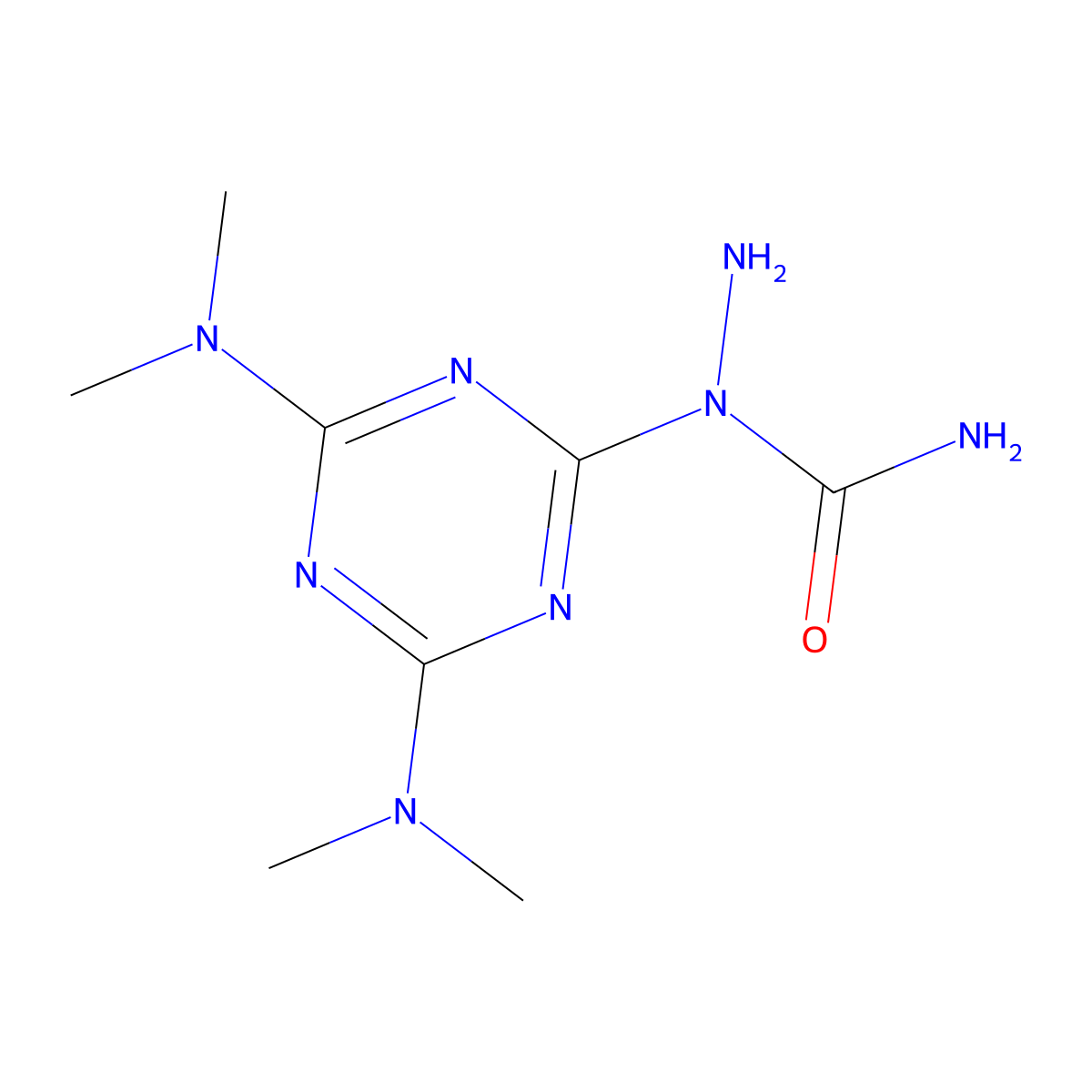 1-(4,6-Bis(dimethylamino)-1,3,5-triazin-2-yl)hydrazinecarboxamide molecular structure, CAS 696626-24-1