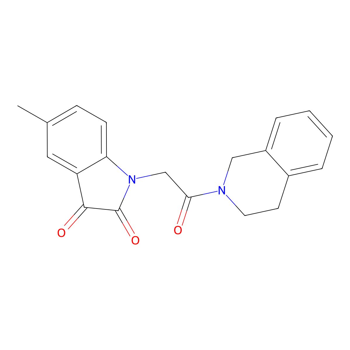 1-[2-(3,4-dihydroisoquinolin-2(1H)-yl)-2-oxoethyl]-5-methyl-1H-indole-2,3-dione molecular structure, CAS 696626-50-3