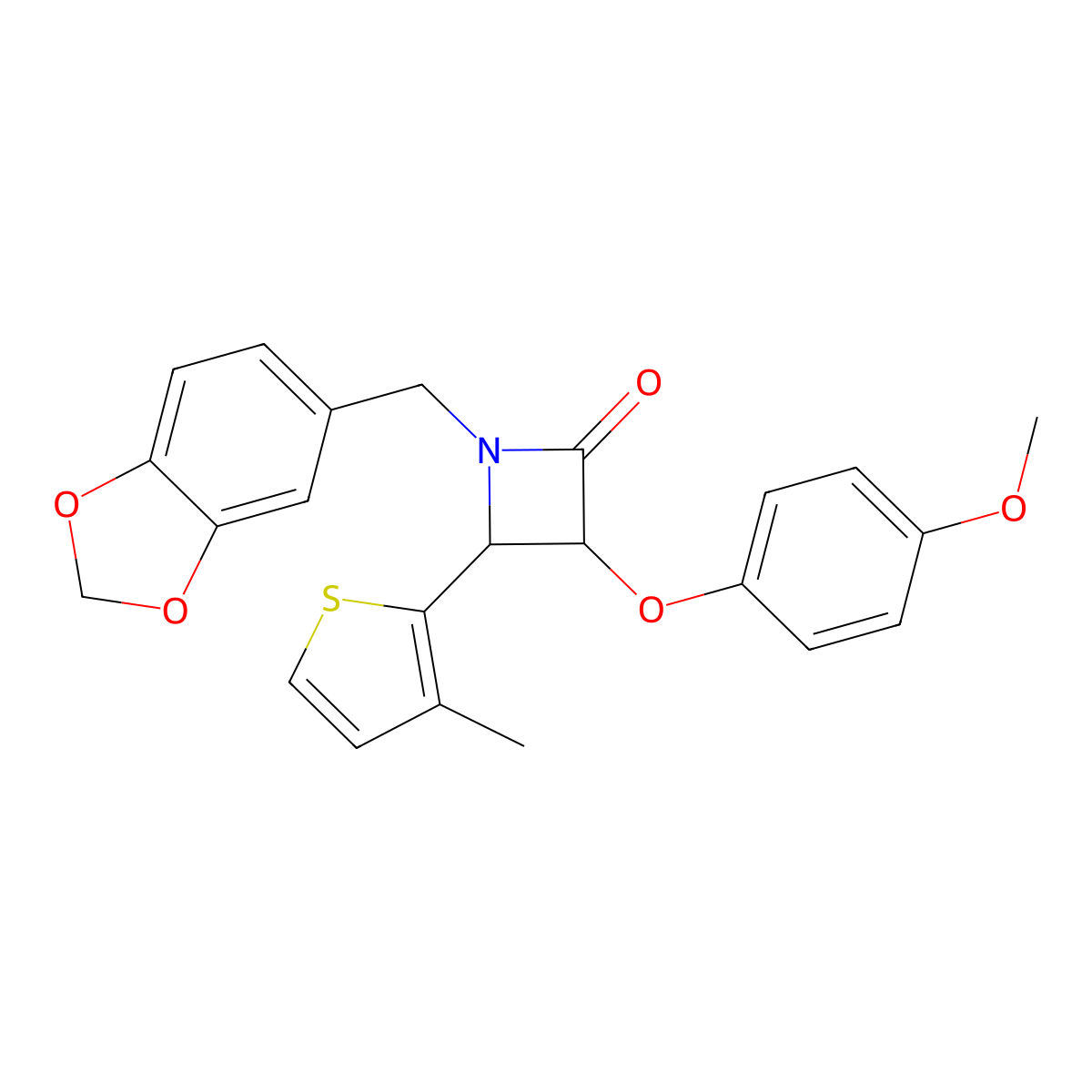 1-(1,3-Benzodioxol-5-ylmethyl)-3-(4-methoxyphenoxy)-4-(3-methylthiophen-2-yl)azetidin-2-one molecular structure, CAS 696626-82-1
