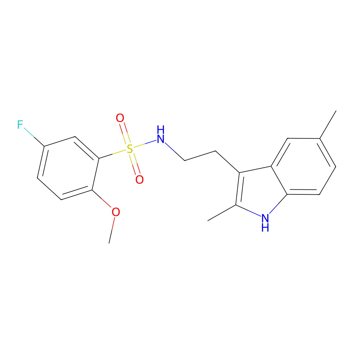 N-[2-(2,5-dimethyl-1H-indol-3-yl)ethyl]-5-fluoro-2-methoxybenzene-1-sulfonamide molecular structure, CAS 696626-93-4
