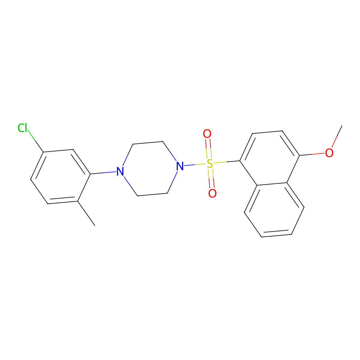 1-(5-Chloro-2-methylphenyl)-4-[(4-methoxynaphthalen-1-yl)sulfonyl]piperazine molecular structure, CAS 696627-27-7