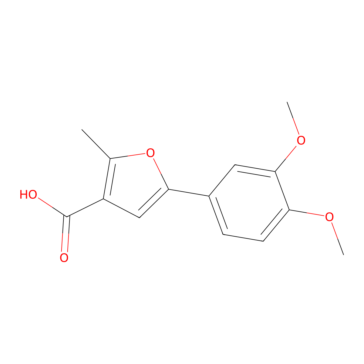 5-(3,4-Dimethoxyphenyl)-2-methyl-3-furoic acid molecular structure, CAS 696627-31-3