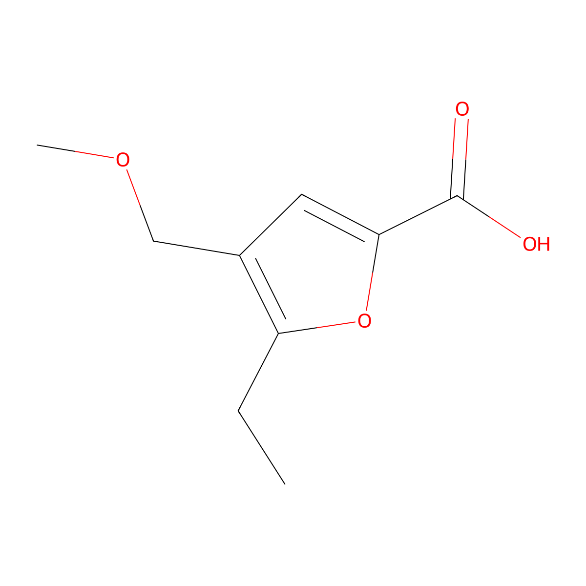 5-Ethyl-4-methoxymethyl-furan-2-carboxylic acid molecular structure, CAS 696627-38-0