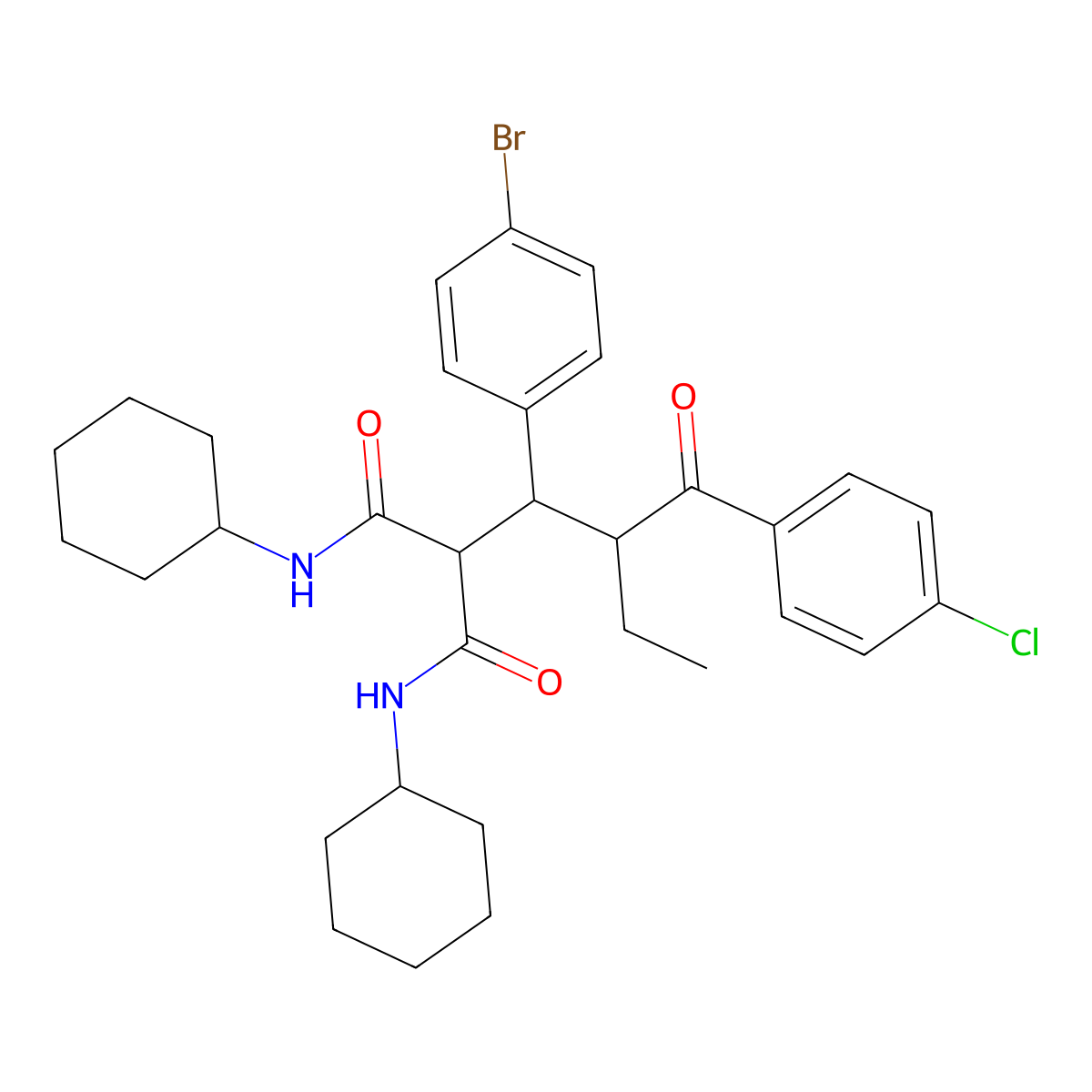 2-{1-(4-bromophenyl)-2-[(4-chlorophenyl)carbonyl]butyl}-N,N'-dicyclohexylpropanediamide molecular structure, CAS 696627-39-1