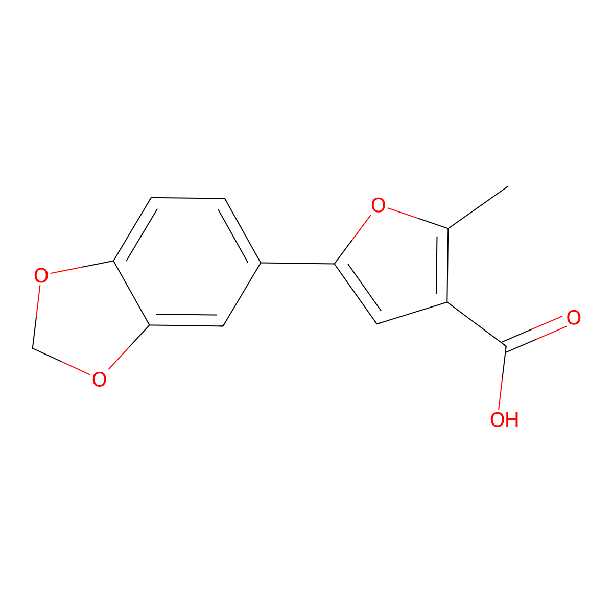 5-(1,3-Benzodioxol-5-yl)-2-methylfuran-3-carboxylic acid molecular structure, CAS 696627-46-0