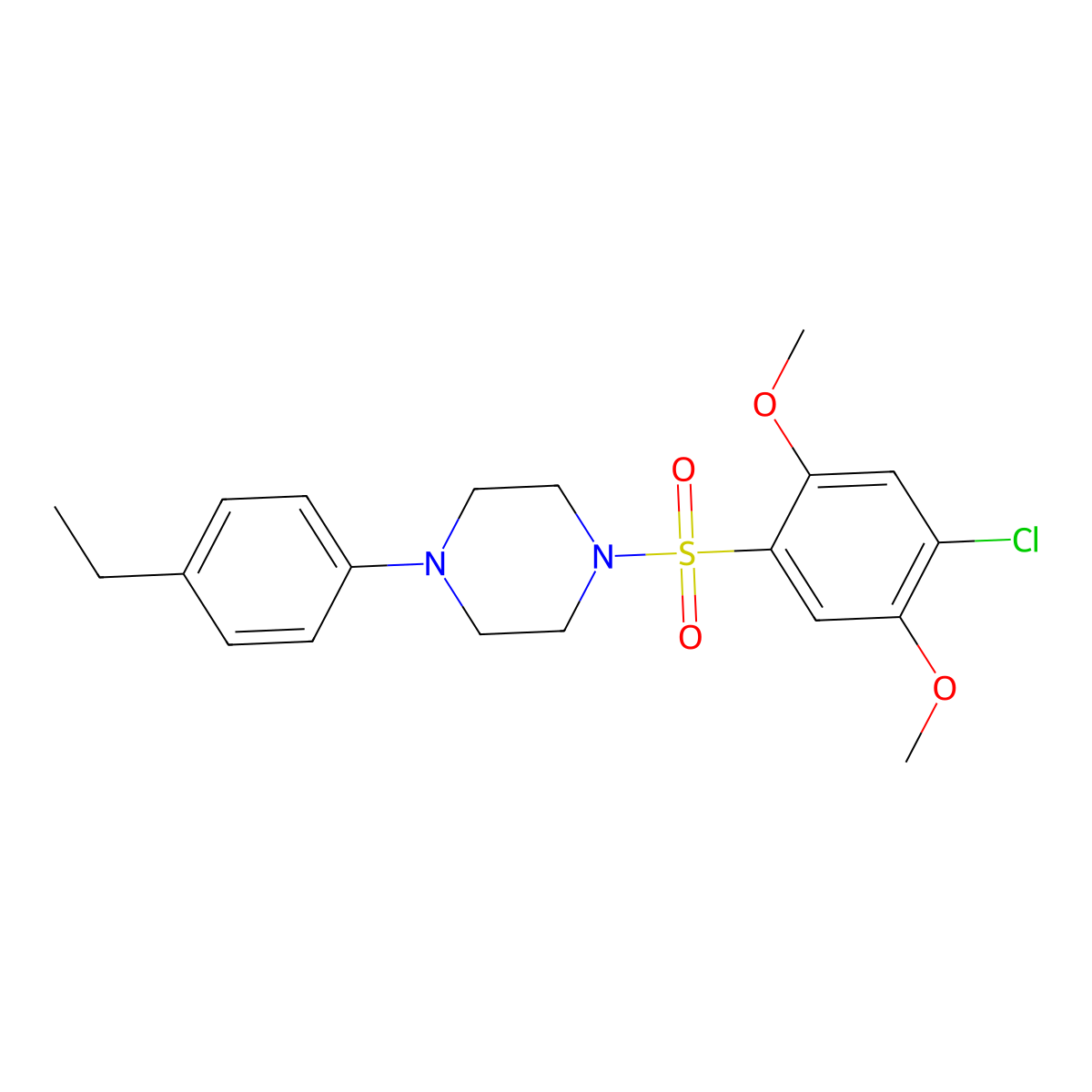 1-[(4-Chloro-2,5-dimethoxyphenyl)sulfonyl]-4-(4-ethylphenyl)piperazine molecular structure, CAS 696627-80-2