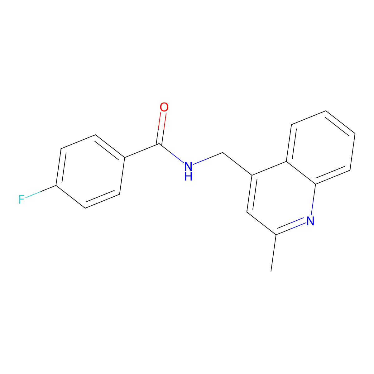 4-fluoro-N-[(2-methylquinolin-4-yl)methyl]benzamide molecular structure, CAS 696627-97-1