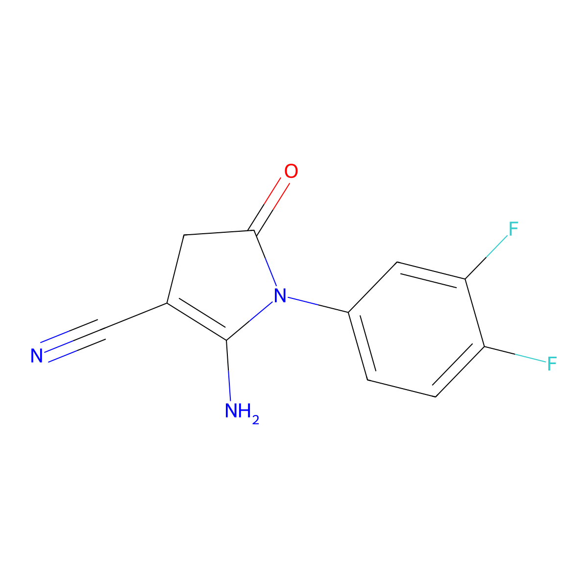 5-amino-1-(3,4-difluorophenyl)-2-oxo-3H-pyrrole-4-carbonitrile molecular structure, CAS 696627-98-2