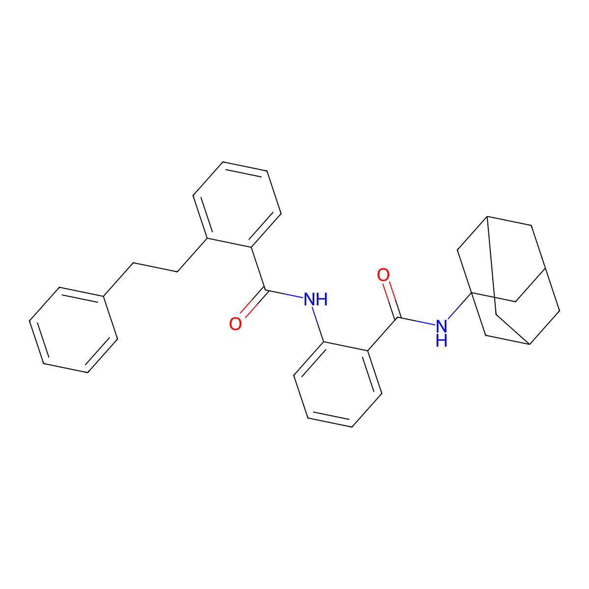 N-(Adamantan-1-YL)-2-[2-(2-phenylethyl)benzamido]benzamide molecular structure, CAS 696628-06-5